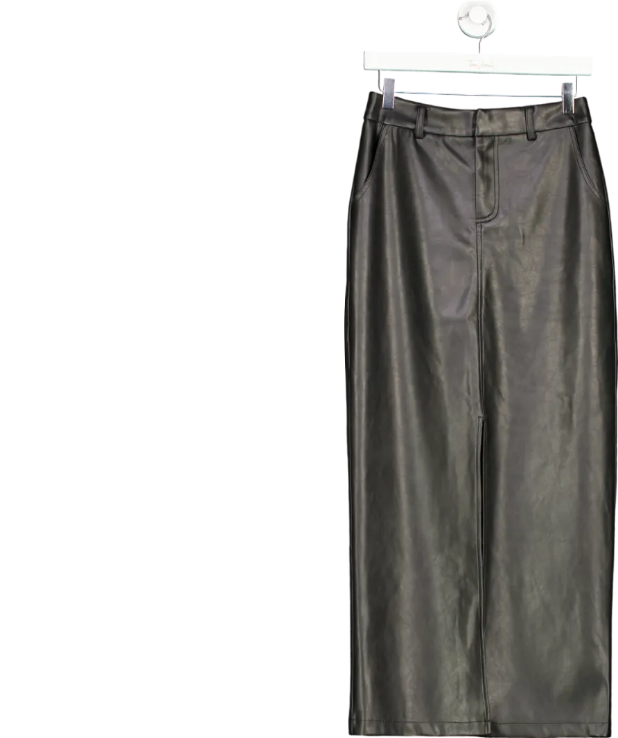 4th & Reckless Black Faux Leather Midi Pencil Skirt UK 8