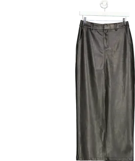 4th & Reckless Black Faux Leather Midi Pencil Skirt UK 8