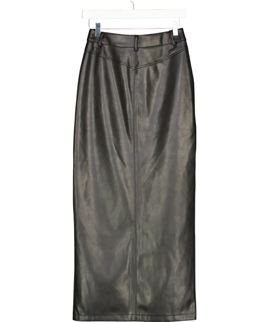 4th & Reckless Black Faux Leather Midi Pencil Skirt UK 8