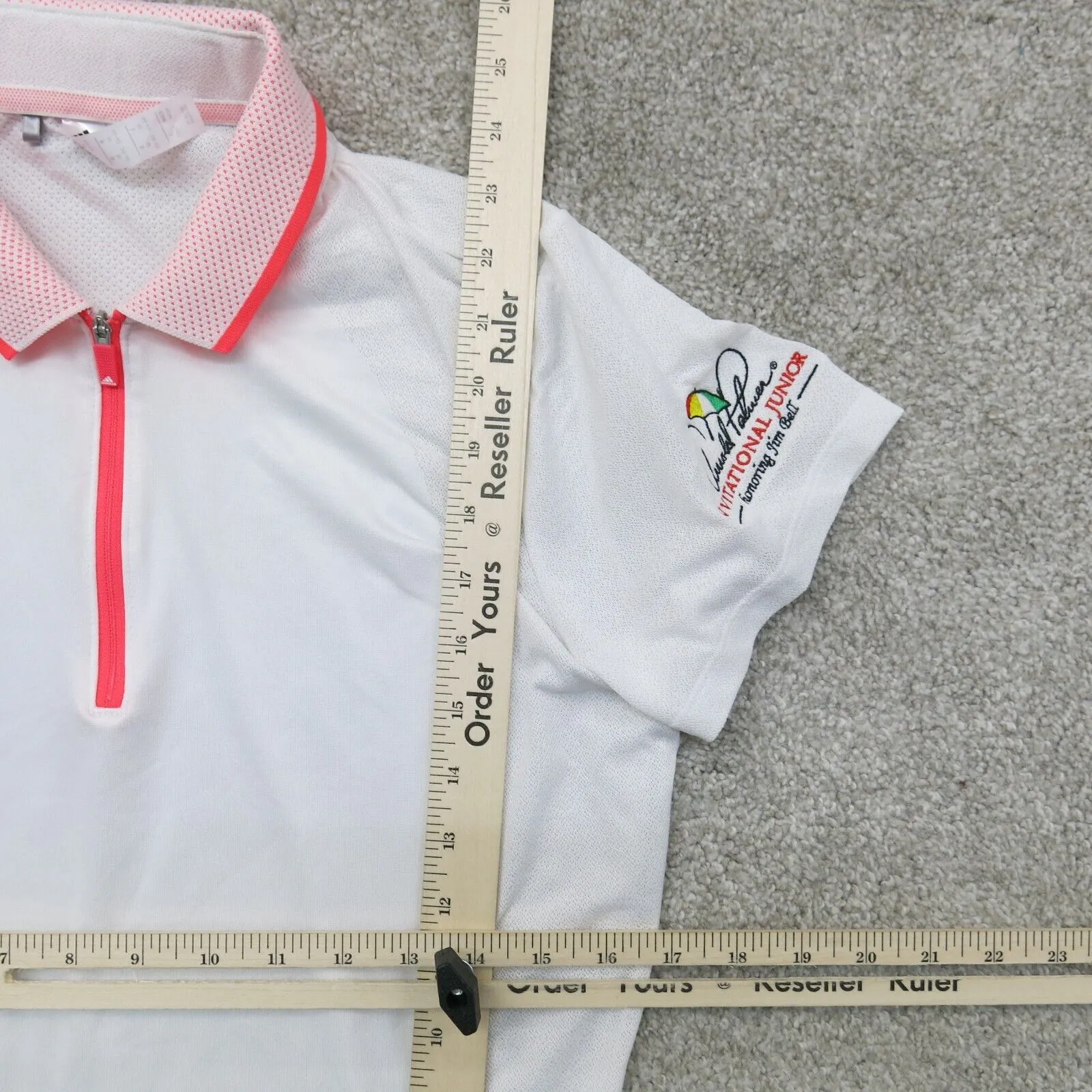 Adidas Men AJGA Polo T Shirt Invitational Junior Short Sleeves White Size Medium
