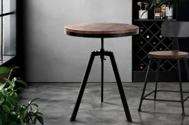Adjustable Industrial Round Bar Table, Elm Wood, Artiss