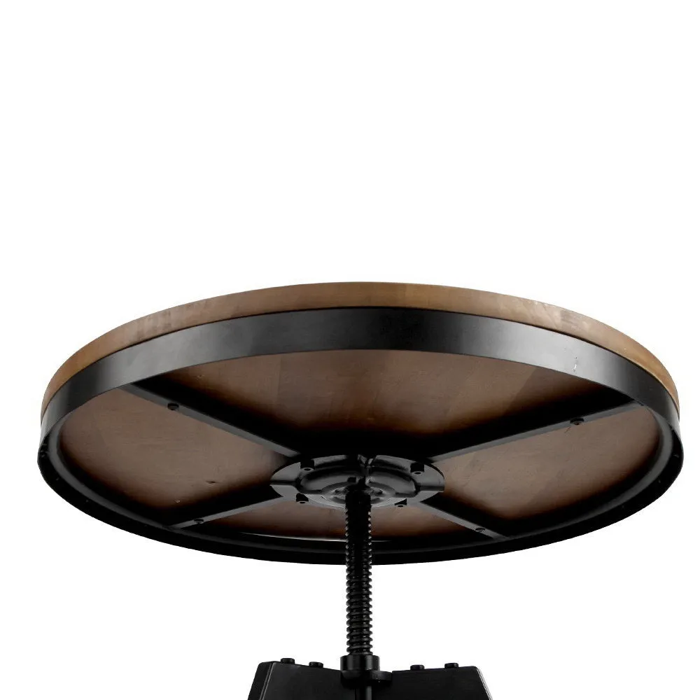 Adjustable Industrial Round Bar Table, Elm Wood, Artiss