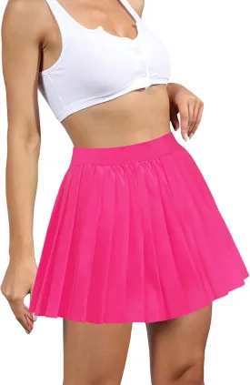 Afibi Women Short Uniform High Waist Pleated Skater Tennis Skirt with Shorts