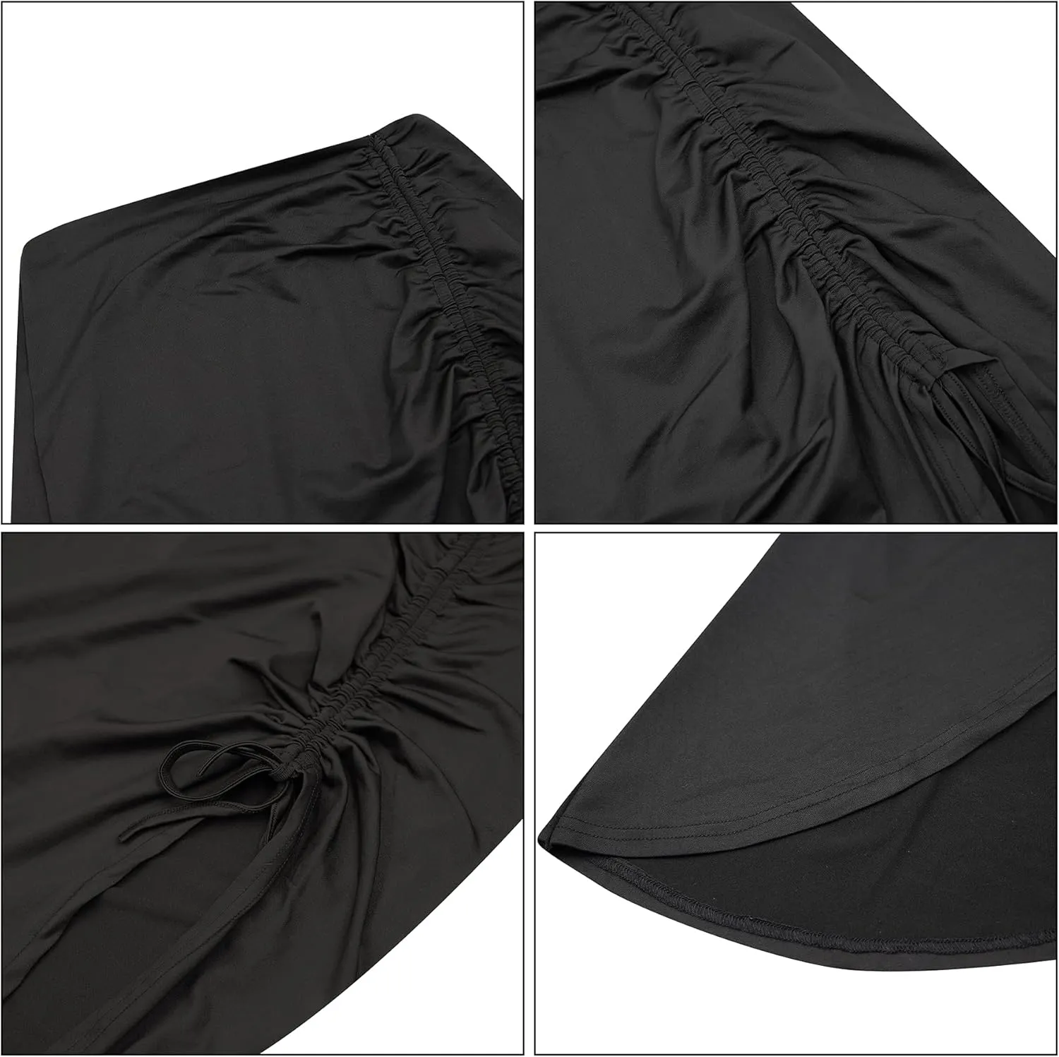 AIBEARTY Women's Asymmetrical Drawstring Ruched Midi Skirt Thigh Slit High Waist Lace Up Bodycon Party Clubwear
