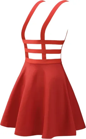 Allegra K Women's Pleated Overall Gothic 2025 Summer Elastic Waist Kawaii A-Line Braces Suspender Skirt