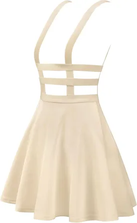 Allegra K Women's Pleated Overall Gothic 2025 Summer Elastic Waist Kawaii A-Line Braces Suspender Skirt