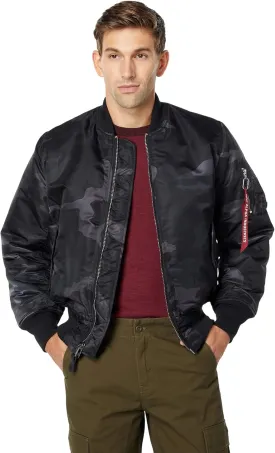 Alpha Industries Men's MA-1 Flight Jacket - Black Woodland Camo (L)