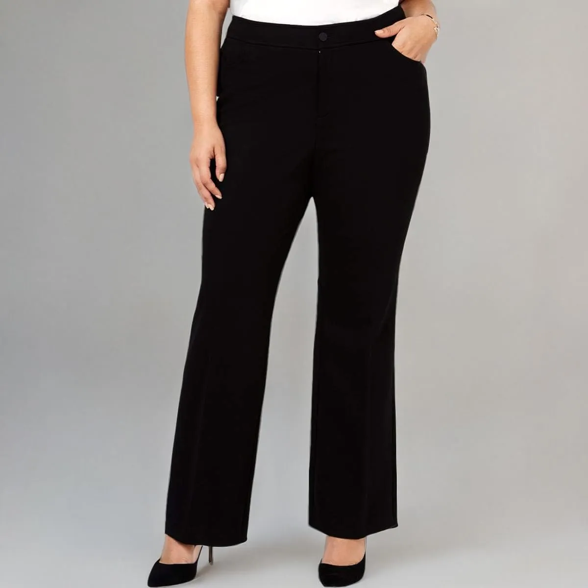 Anne Klein Women's Plus Size 5 Pkt Trouser Pant-Black