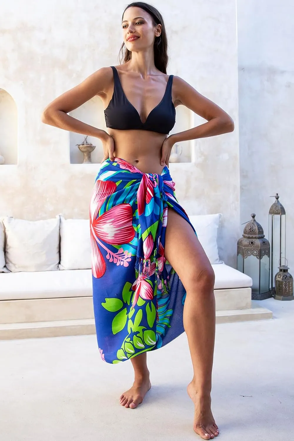 Back From Bali Womens Print Sarong Swimsuit Beach Cover Up Wrap Skirt Pareo