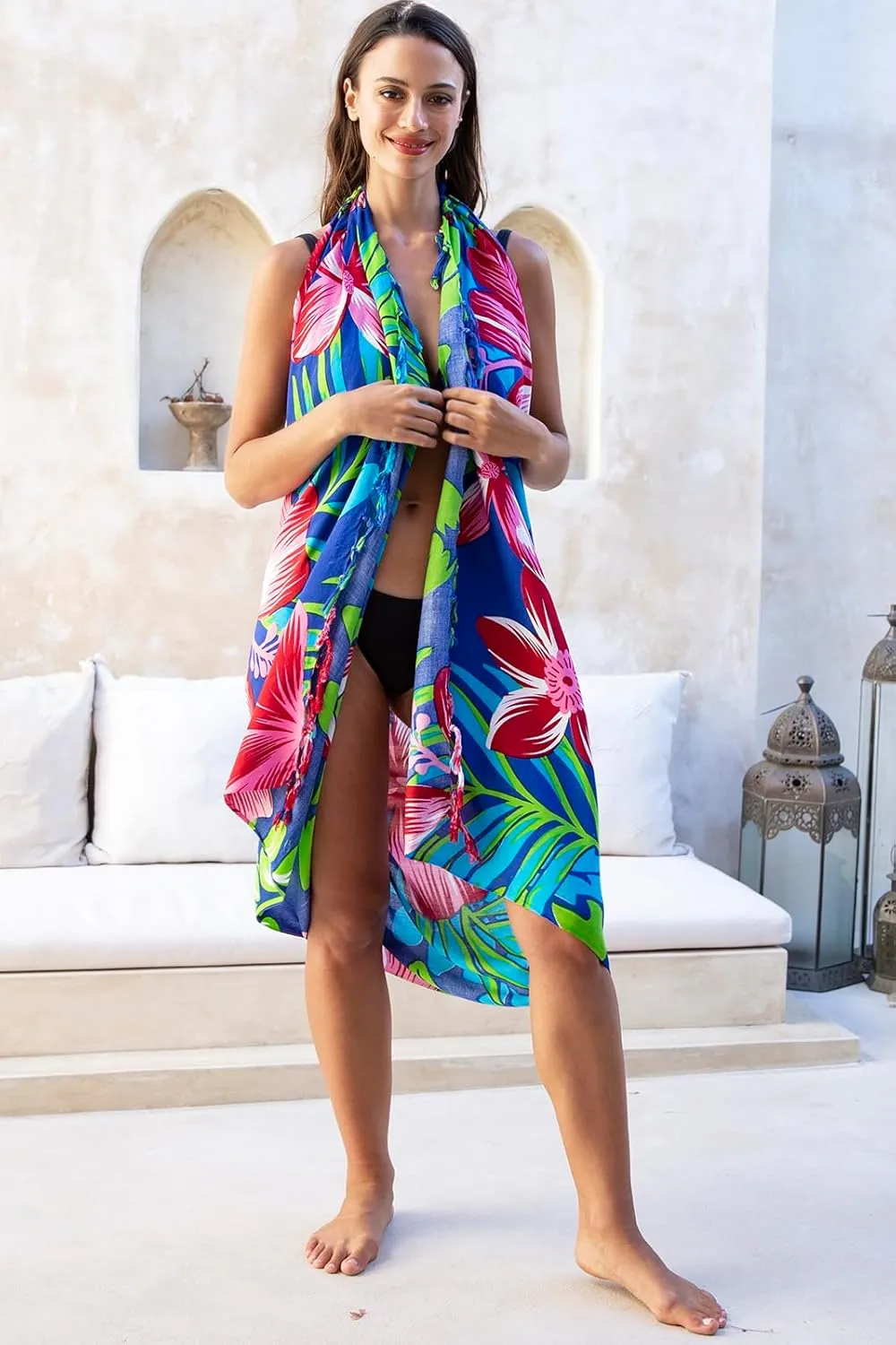 Back From Bali Womens Print Sarong Swimsuit Beach Cover Up Wrap Skirt Pareo