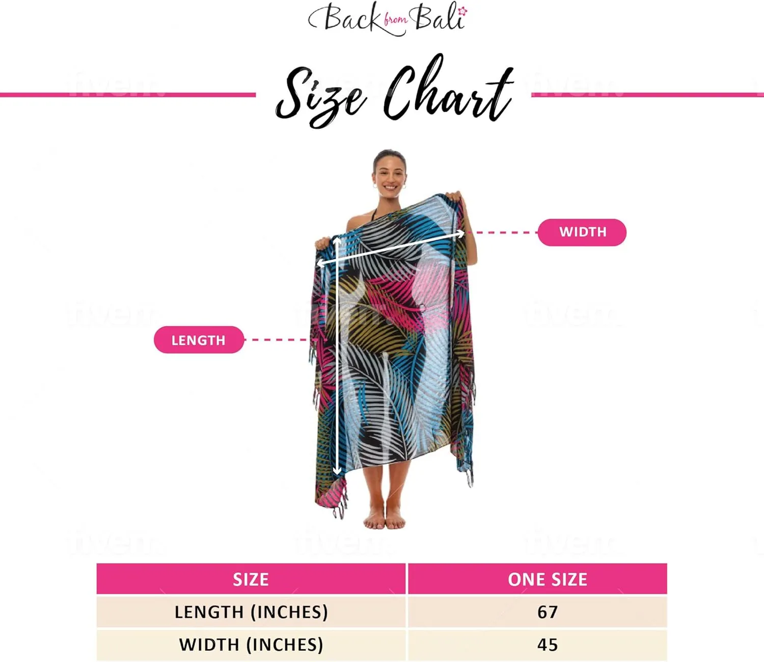 Back From Bali Womens Print Sarong Swimsuit Beach Cover Up Wrap Skirt Pareo