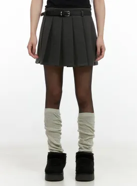 Belted Pleated Mini Skirt CN407