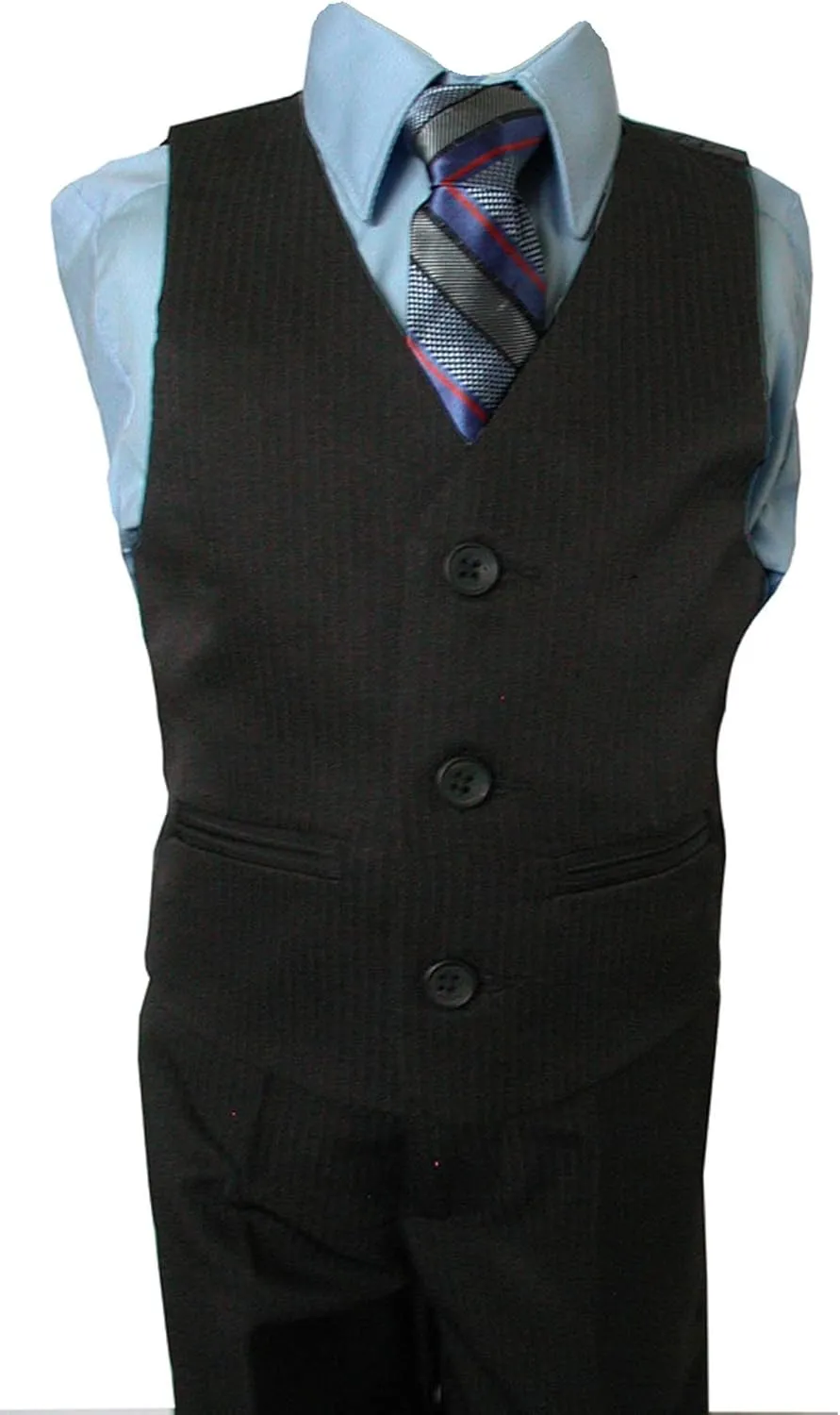 Black Soft Pinstripe Suit Set for Boys from Baby to Teen