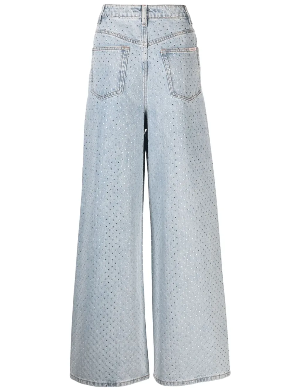 Blue Rhinestone Wide Leg Jeans