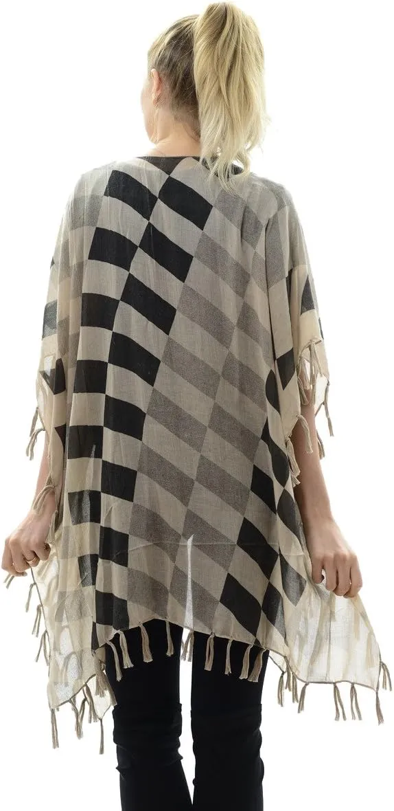 BYOS Womens Fashion Lightweight Printed Open Front Kimono Cardigan Beach Cover-up Various Patterns