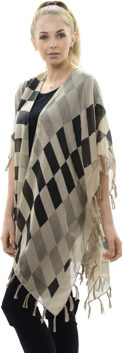 BYOS Womens Fashion Lightweight Printed Open Front Kimono Cardigan Beach Cover-up Various Patterns