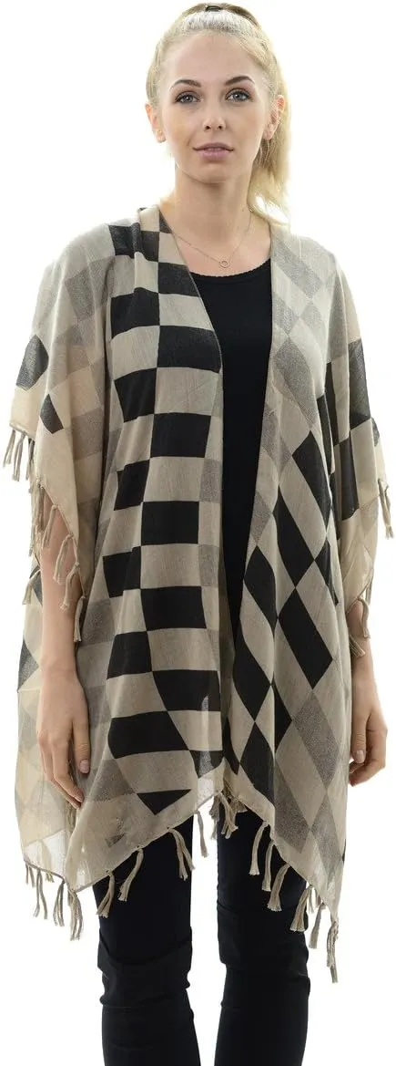 BYOS Womens Fashion Lightweight Printed Open Front Kimono Cardigan Beach Cover-up Various Patterns