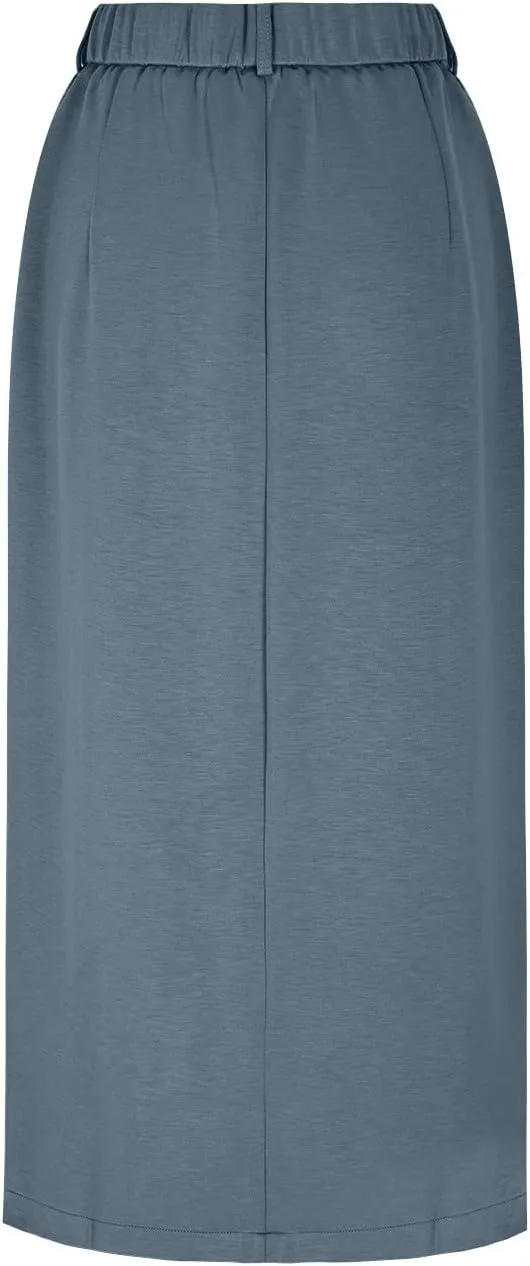 Cargo Skirts for Women High Waisted Midi Skirt Trendy Spring Summer Pencil Slit Dressy Casual Business Work Long Skirts
