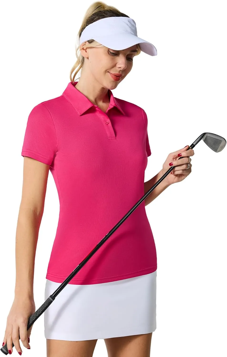 Casei Womens Polo Shirts Golf Shirts Quick Dry Moisture Wicking Black and White Polo Shirt