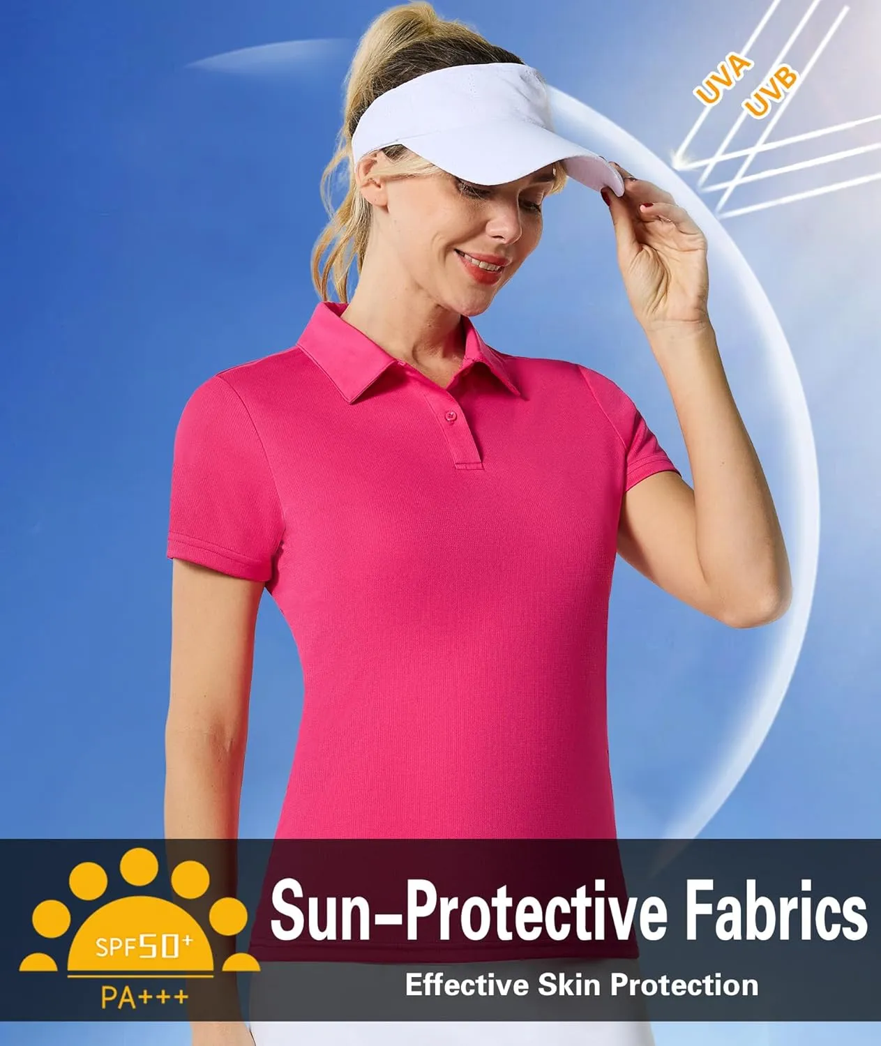 Casei Womens Polo Shirts Golf Shirts Quick Dry Moisture Wicking Black and White Polo Shirt