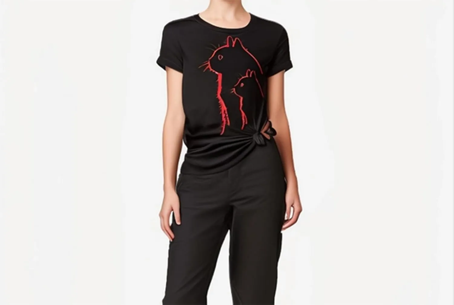 Cat for Women Tshirts Funny Black Cat Graphic Casual Cat Crewneck Holiday Vintage Graphic Tees Casual Tops