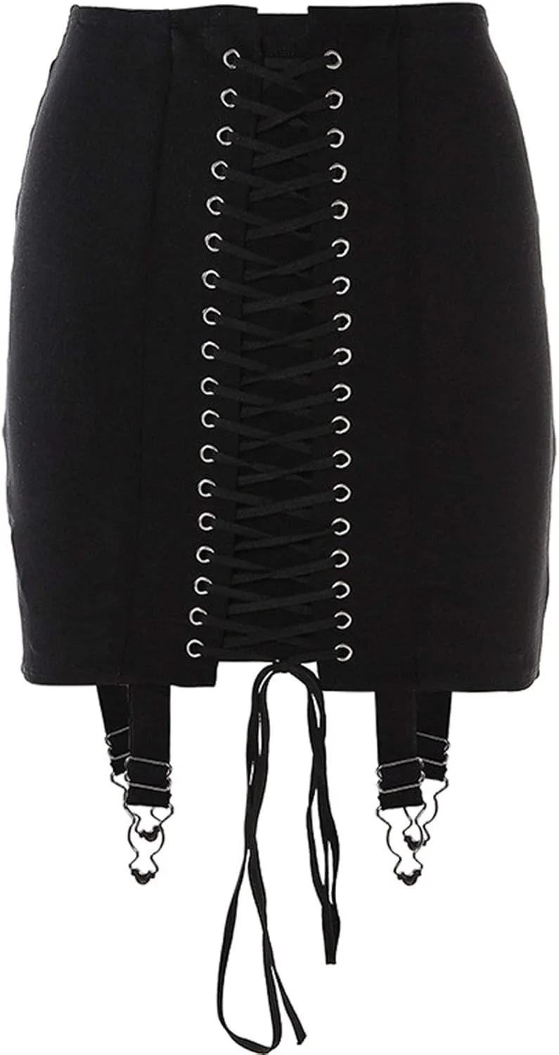 CHARTOU Women's Slim Fit High Waist Lace Up Bandage Mini Pencil Tube Skirt