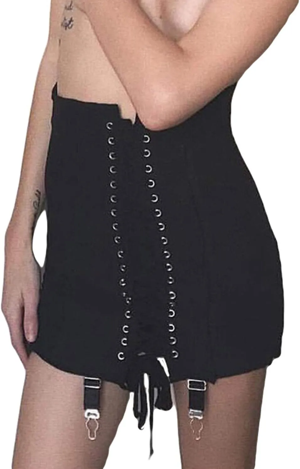 CHARTOU Women's Slim Fit High Waist Lace Up Bandage Mini Pencil Tube Skirt