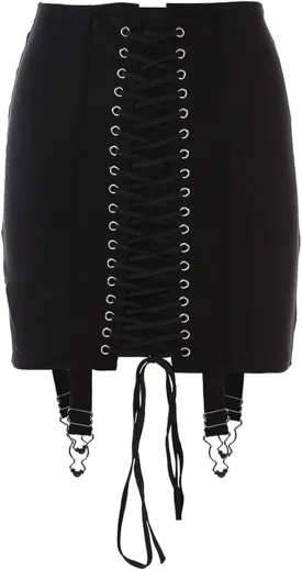 CHARTOU Women's Slim Fit High Waist Lace Up Bandage Mini Pencil Tube Skirt