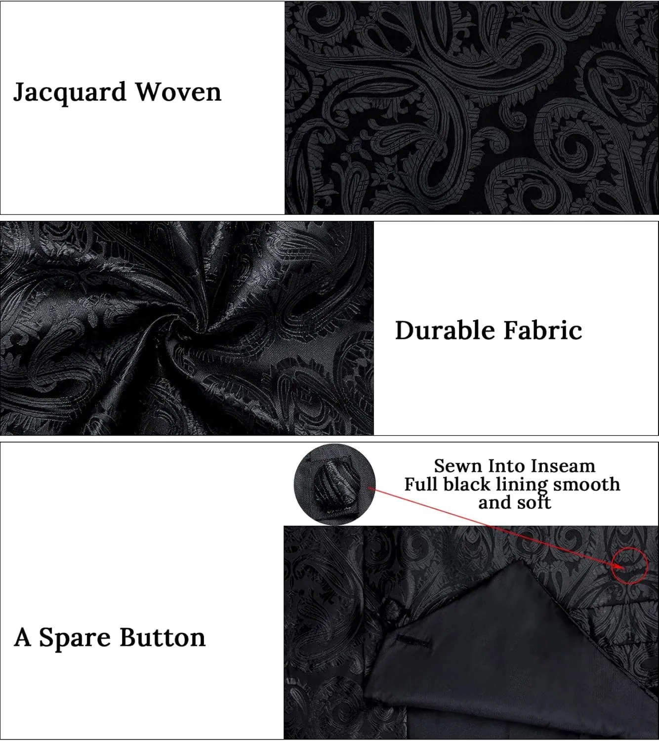 DiBanGu Mens Paisley Suit Waistcoat,Silk Dress Vest and Bowtie Pocket Square Cufflinks with Lapel Pin Set for Wedding Tuxedo