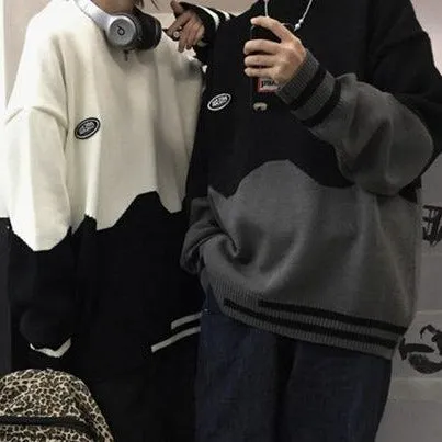Dream Patch Contrast Color Knit Oversized Sweater