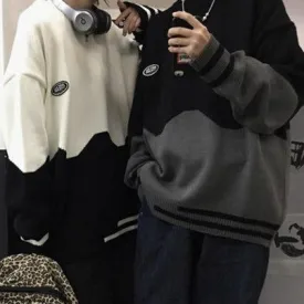 Dream Patch Contrast Color Knit Oversized Sweater