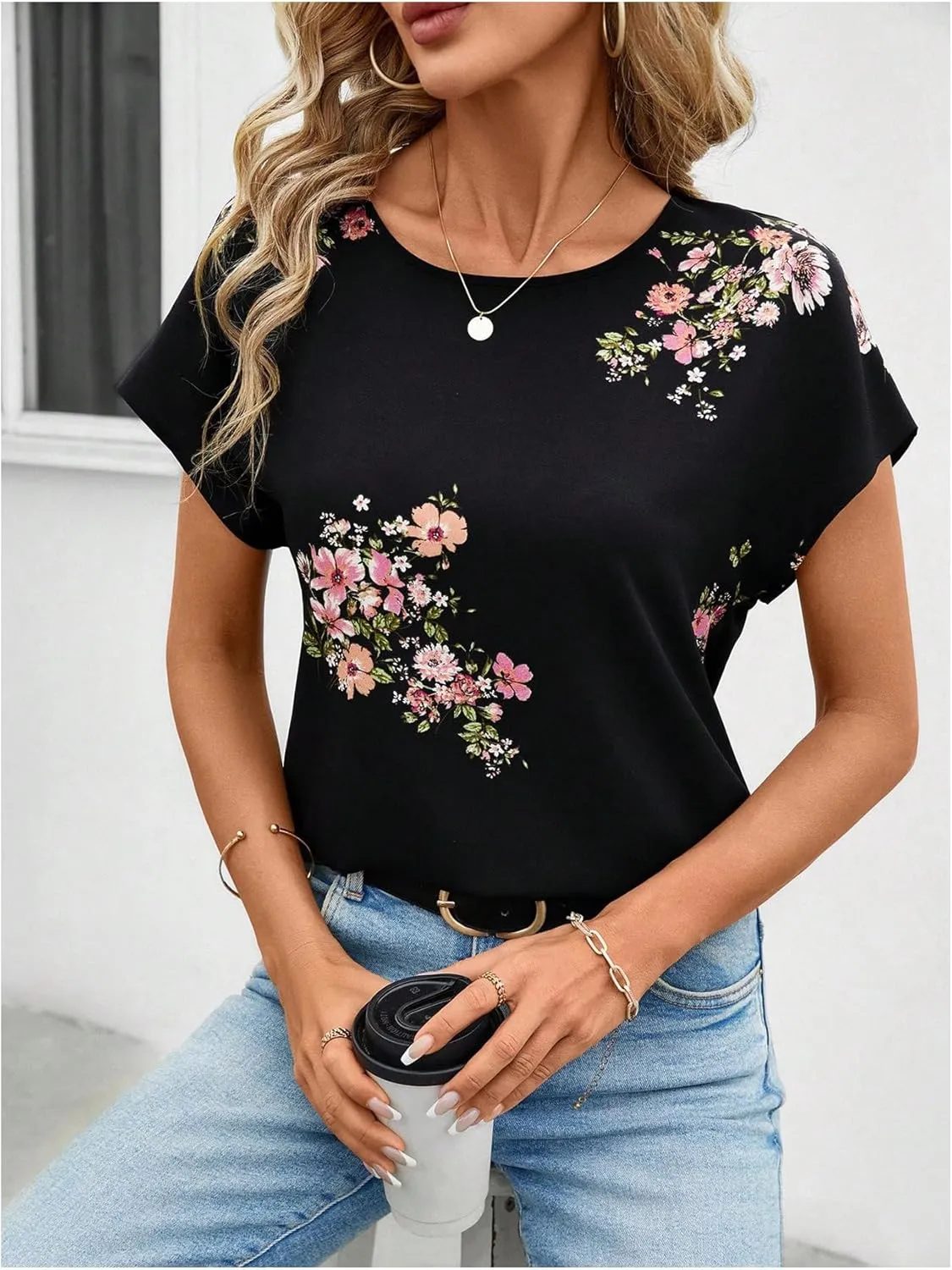 Floerns Women's Casual Cap Sleeve Leopard Print Satin Silk Blouse Tops