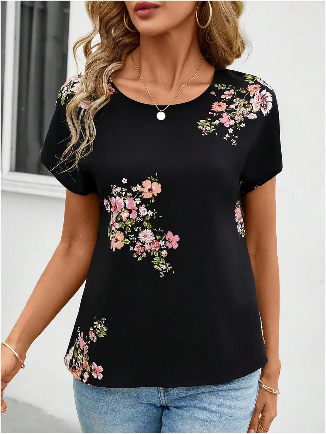Floerns Women's Casual Cap Sleeve Leopard Print Satin Silk Blouse Tops