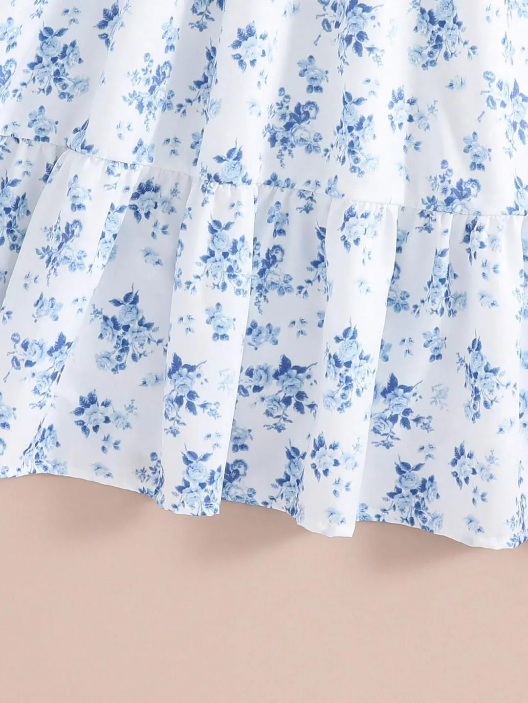 Floral Print Smocked Dress, White with Flower, Princess Style