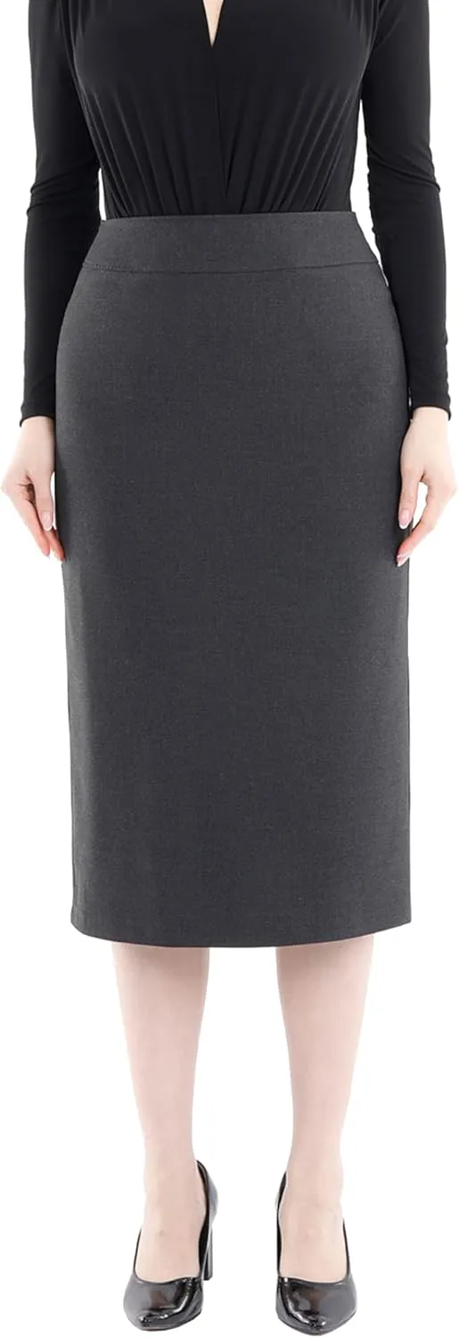 G-Line Pencil Midi Skirts for Women - Petite to Plus Size Midi Skirt - High Waisted, Back Slit, Knee Length Women's Skirts