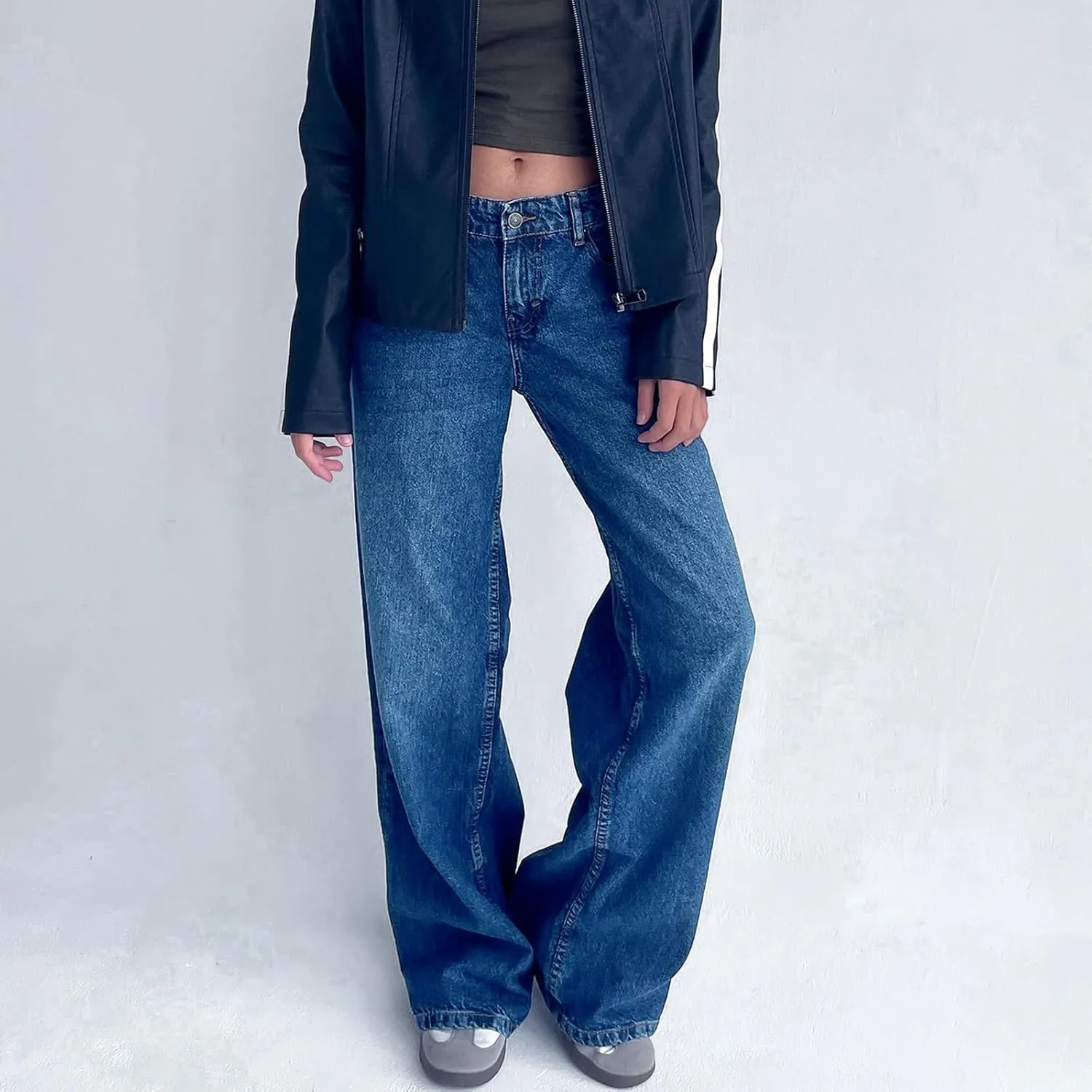 Giraropa Baggy Jeans for Women Trendy Low Rise Casual Straight Leg Boyfriend Jeans Denim Pants with Pocket Streetwear