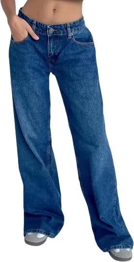 Giraropa Baggy Jeans for Women Trendy Low Rise Casual Straight Leg Boyfriend Jeans Denim Pants with Pocket Streetwear
