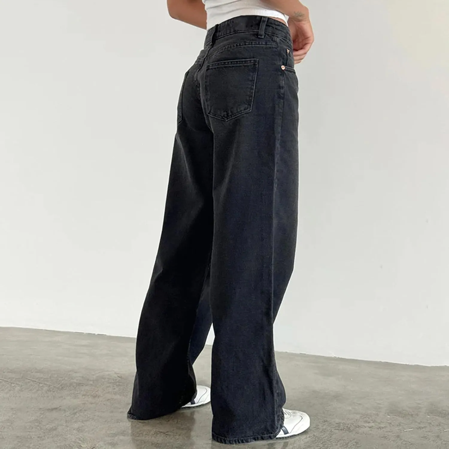 Giraropa Baggy Jeans for Women Trendy Low Rise Casual Straight Leg Boyfriend Jeans Denim Pants with Pocket Streetwear