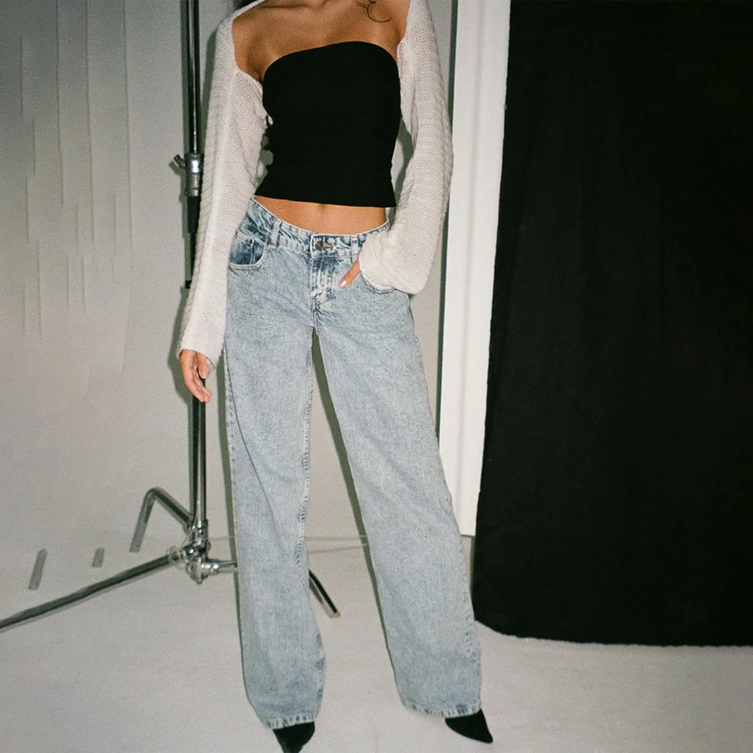Giraropa Baggy Jeans for Women Trendy Low Rise Casual Straight Leg Boyfriend Jeans Denim Pants with Pocket Streetwear