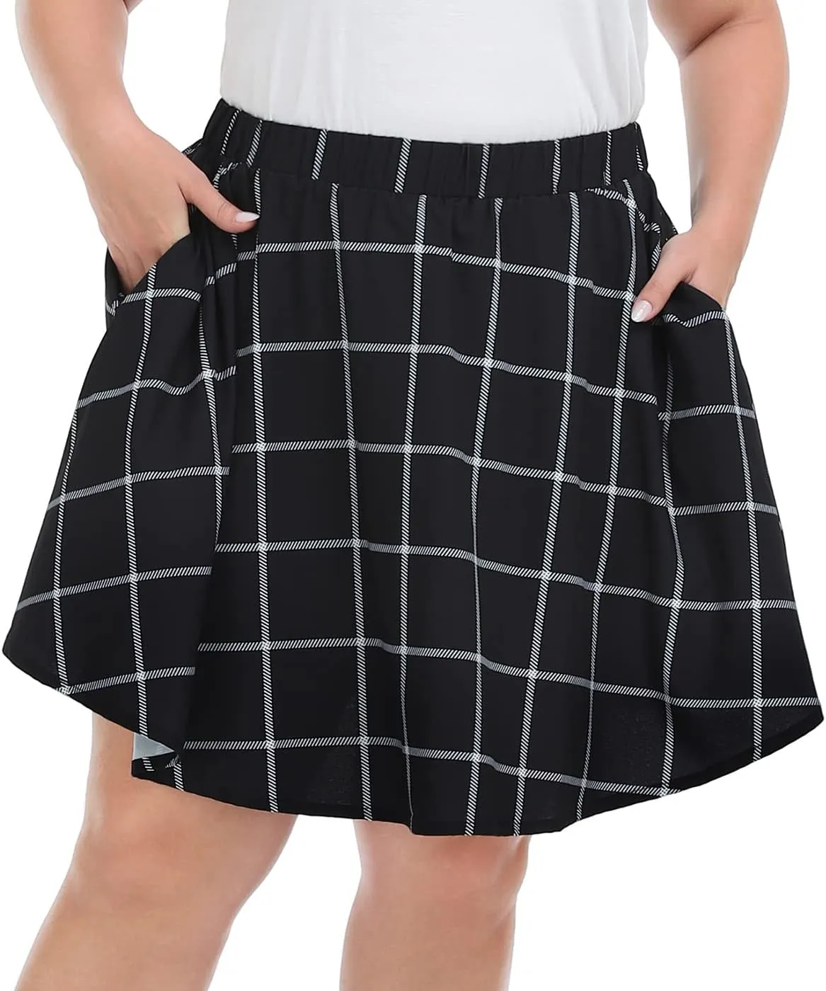 HDE Women's Plus Size Skater Skirt Elastic Waist Pleated Mini Circle Skirts