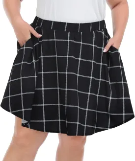 HDE Women's Plus Size Skater Skirt Elastic Waist Pleated Mini Circle Skirts