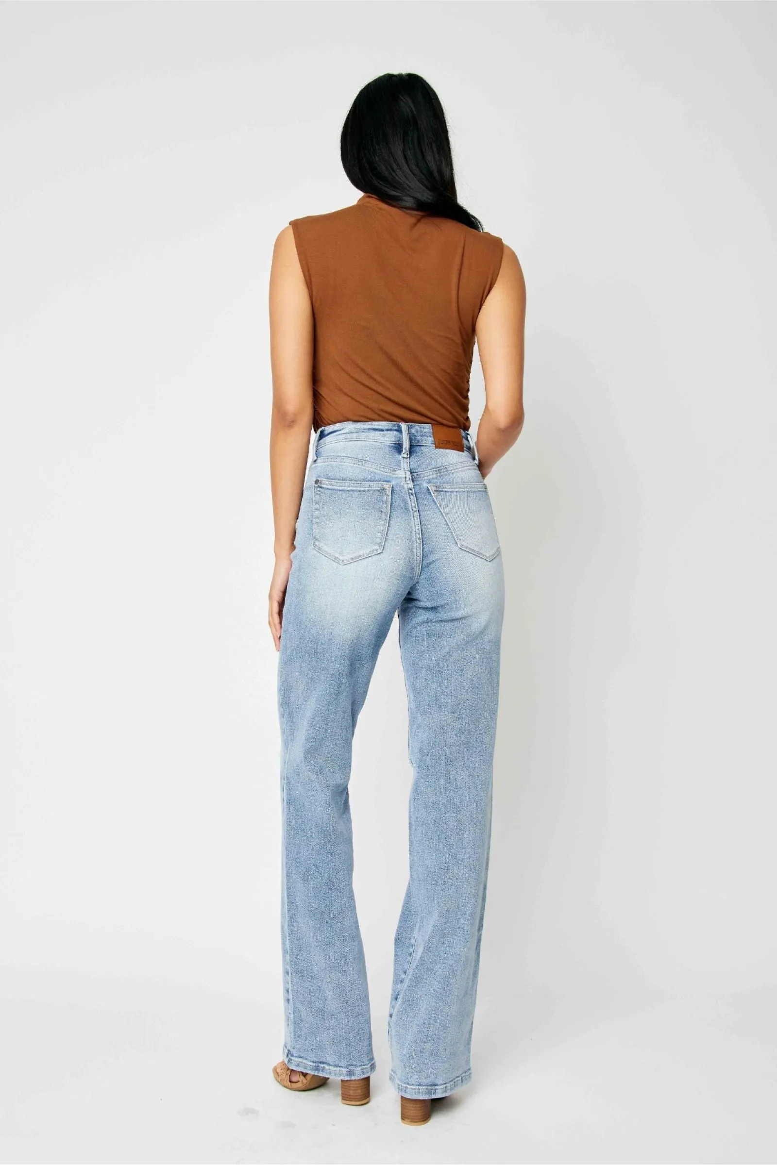 Judy Blue High Waist Front Yoke Retro Wide Leg Denim 88673