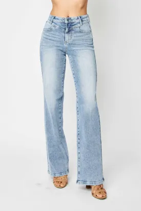 Judy Blue High Waist Front Yoke Retro Wide Leg Denim 88673
