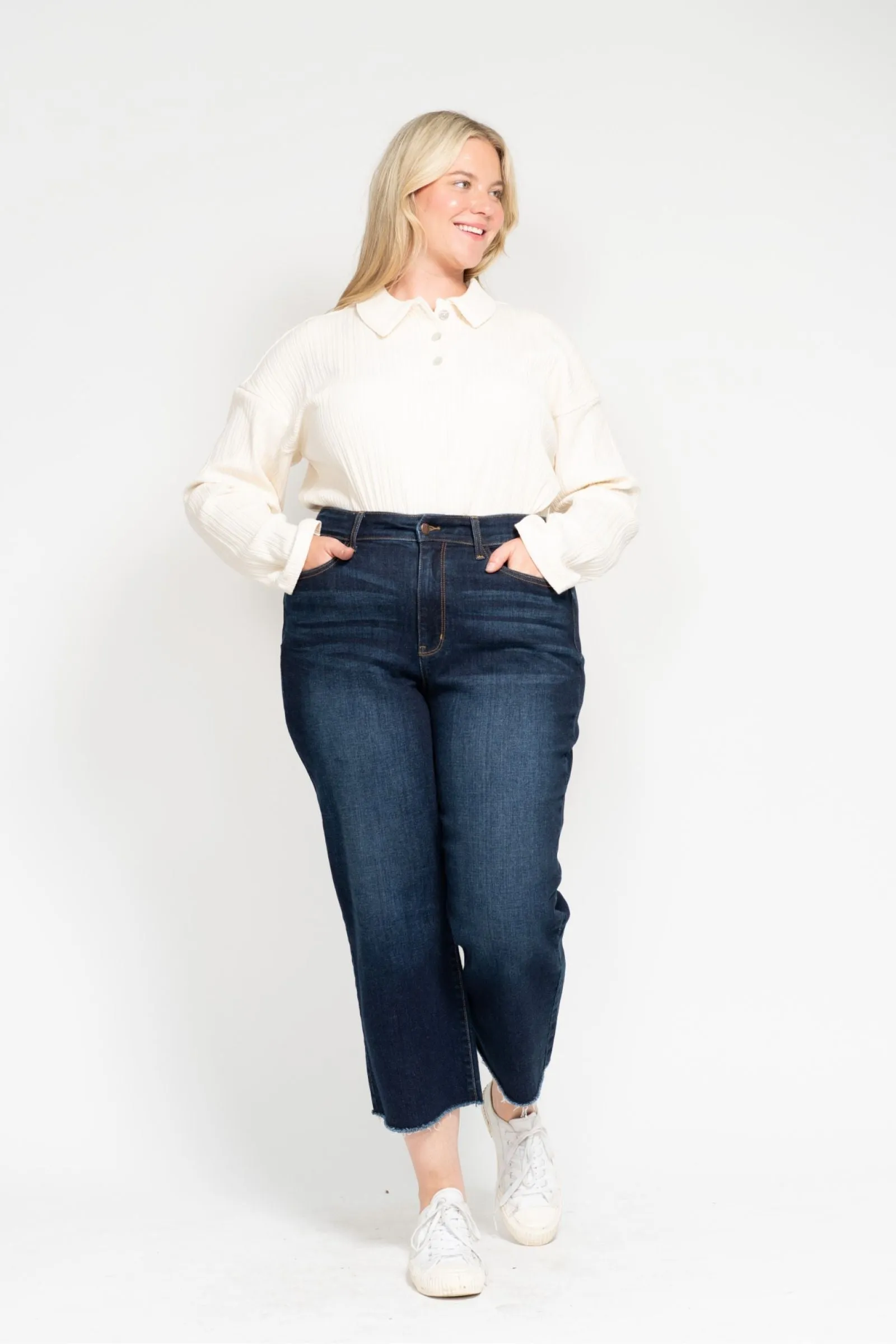 Judy Blue High Waist Wide Leg Crop Denim 82517