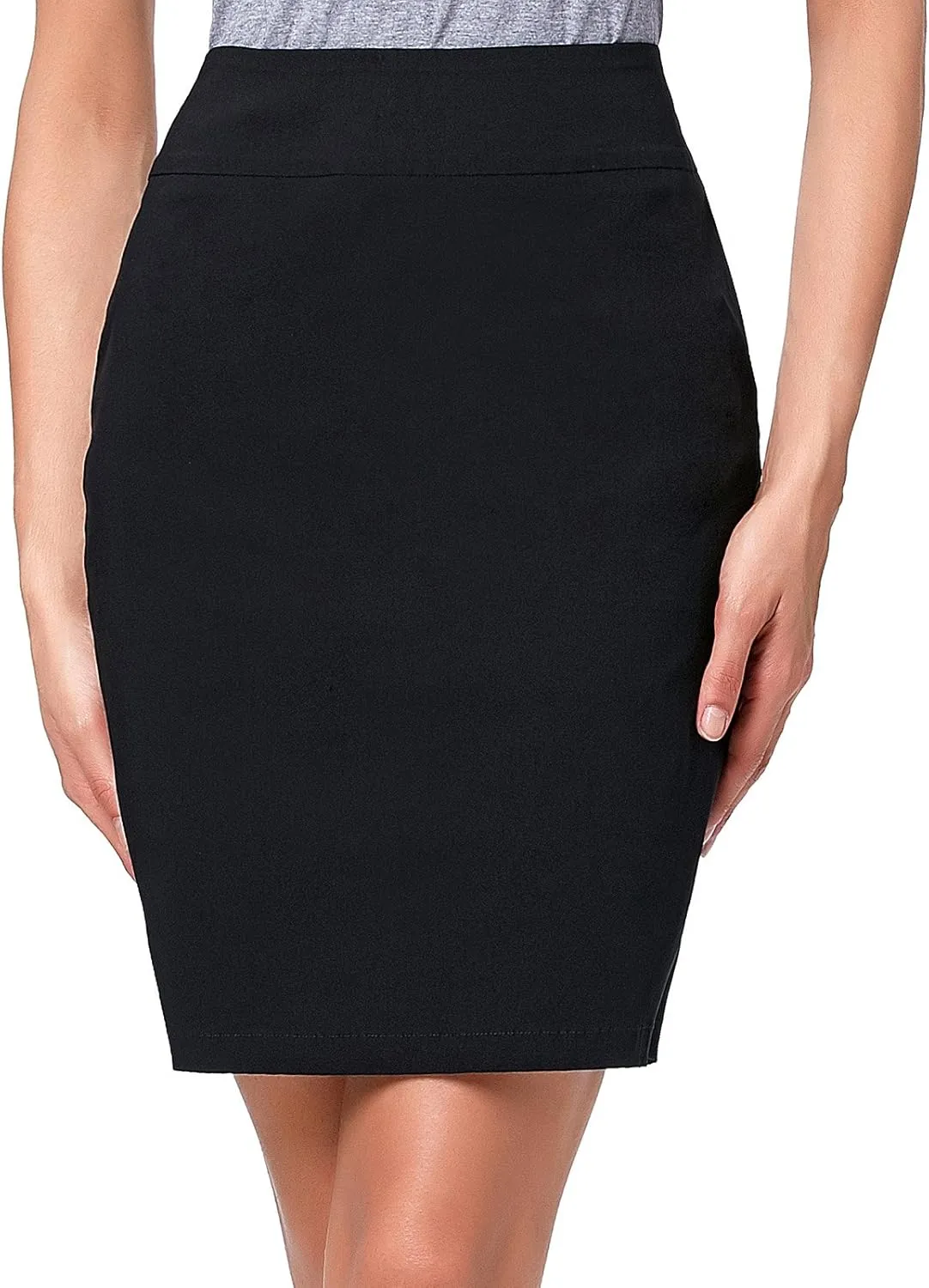 Kate Kasin Women's Stretch Knee Length Pencil Skirts High Waisted Slim Fit Business Casual Skirt