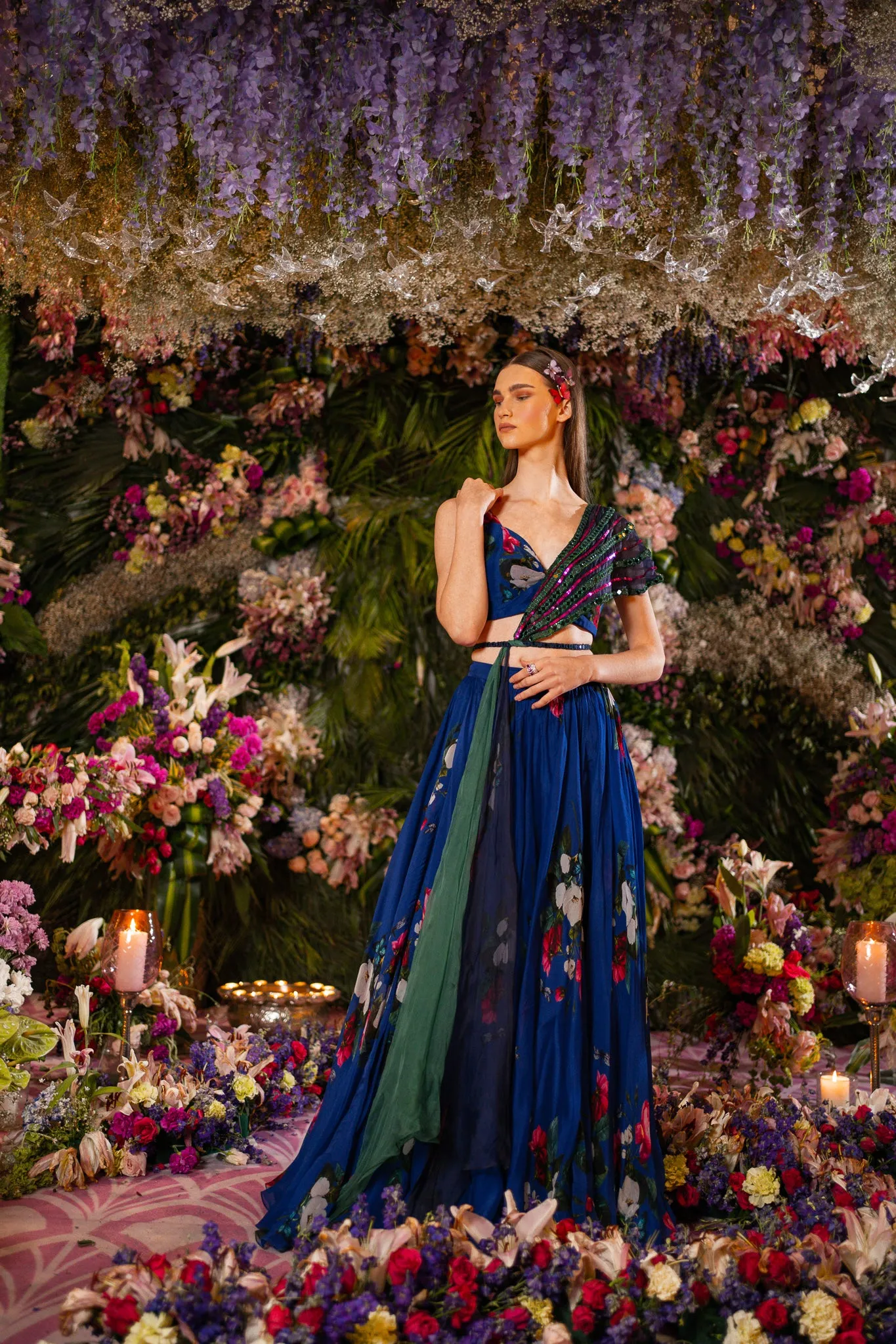 Lehenga set-Persian blue
