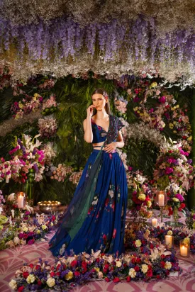 Lehenga set-Persian blue