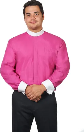 Men's Full Collar Clergy Shirt Long Sleeves - Includes Banded Collar w/White Cuffs