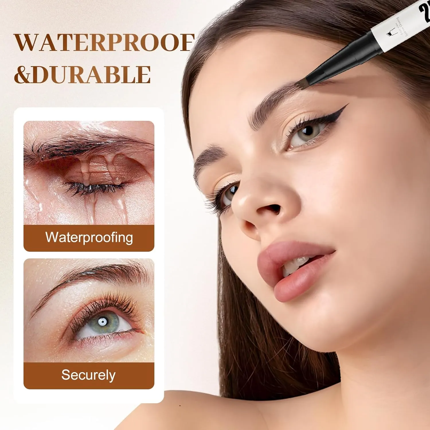 Microblading Eyebrow Pencil, 2025 New 2-in-1 Dual-Ended Eyebrow Pen and Eyebrow Gel, 4 Fork Tip Eyebrow Pencils for Women Waterproof Brow Pen Long Lasting (Black)