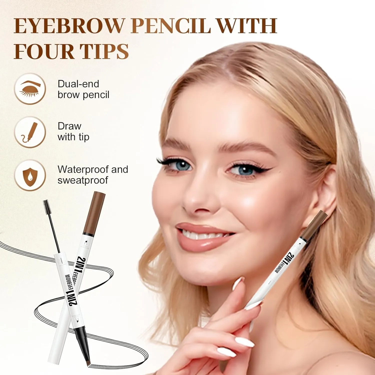 Microblading Eyebrow Pencil, 2025 New 2-in-1 Dual-Ended Eyebrow Pen and Eyebrow Gel, 4 Fork Tip Eyebrow Pencils for Women Waterproof Brow Pen Long Lasting (Black)